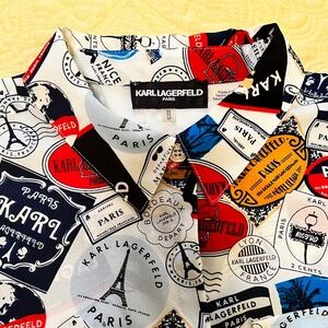 KARL LAGERFELD PARIS Graphic Print Long Sleeve Blouse